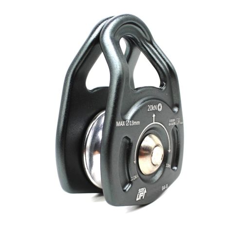 POLIA SIMPLES ALUMINIO PARA CORDAS ATÉ 13mm - ROLAMENTADA - 20kN